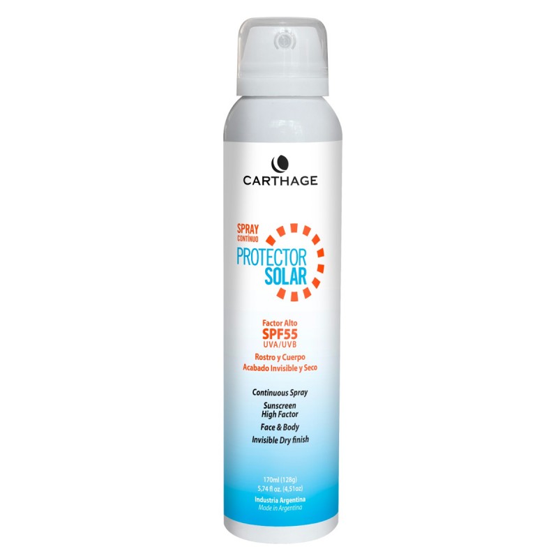 Protector solar SPF 55 Spray continuo 170 ml Carthage Protector solar SPF 55 Spray continuo 170 ml Carthage